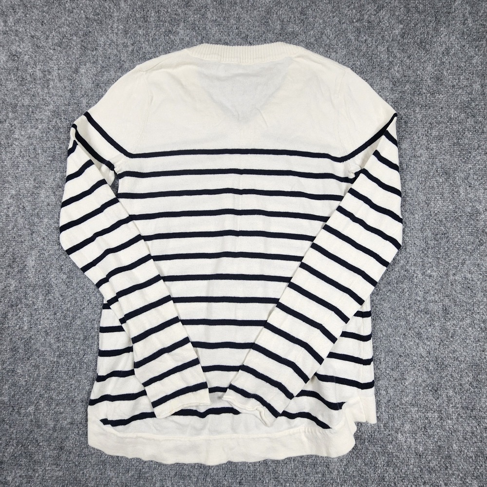 Rag & Bone Store Exclusive Striped V-Neck Cotton Cashmere Sweater Ivory Navy S - Picture 6 of 6